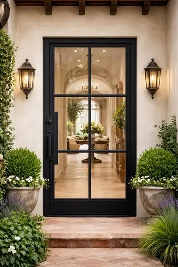 Factory French 6 Lite- Single Door- Painted Black- Clear Glass